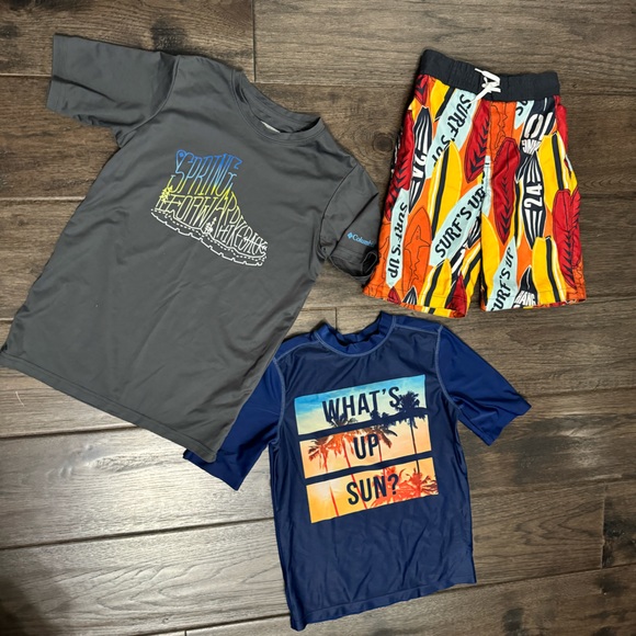 Gymboree boy swim shorts. Columbia shirt. Surf rashguard. - Picture 1 of 3